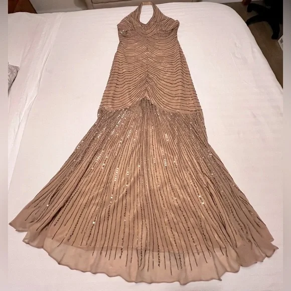 Adrianna Papell Formal Silk Sequin Beaded Event Gown - Picture 13 of 14